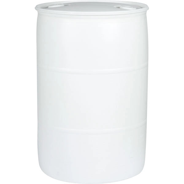 White plastic barrel for bulk Nano Liquid Kratom Extract by Mitrascience.