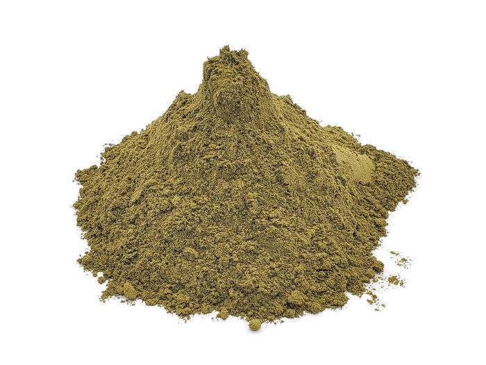 Yellow Maeng Da Kratom powder in fine flour consistency, available in 1kg, 25kg, and 100kg bulk from Mitrascience.